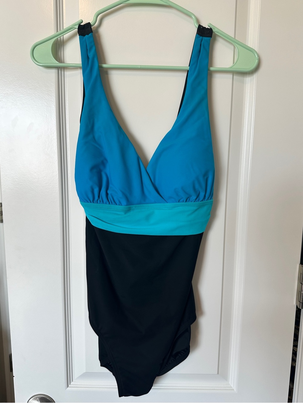 St. John’s Bay Tummy Control One Piece Swimsuit Black Turquoise